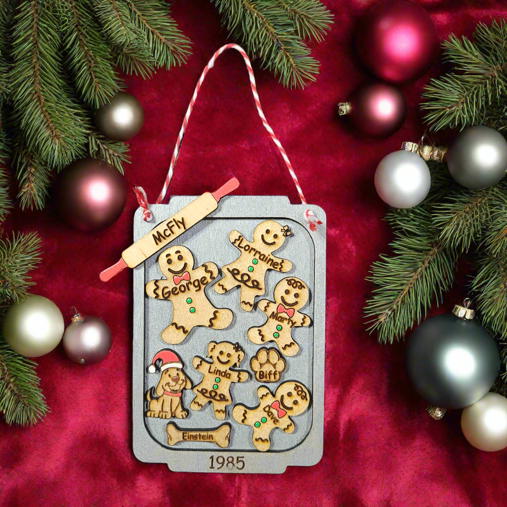 a cookie tray ornament with personalized features on it.