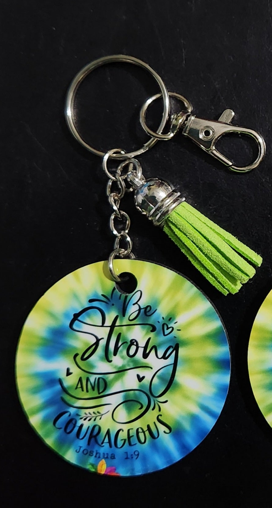 joshua 1:9, be strong and courageous keychain made by eastern tiger art studio