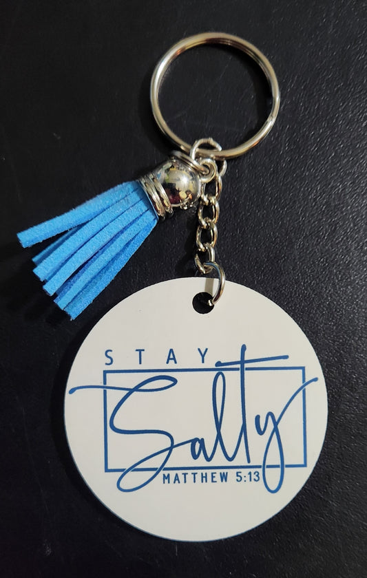 Dual Sided Stay Salty Matthew 5:13 Keychain