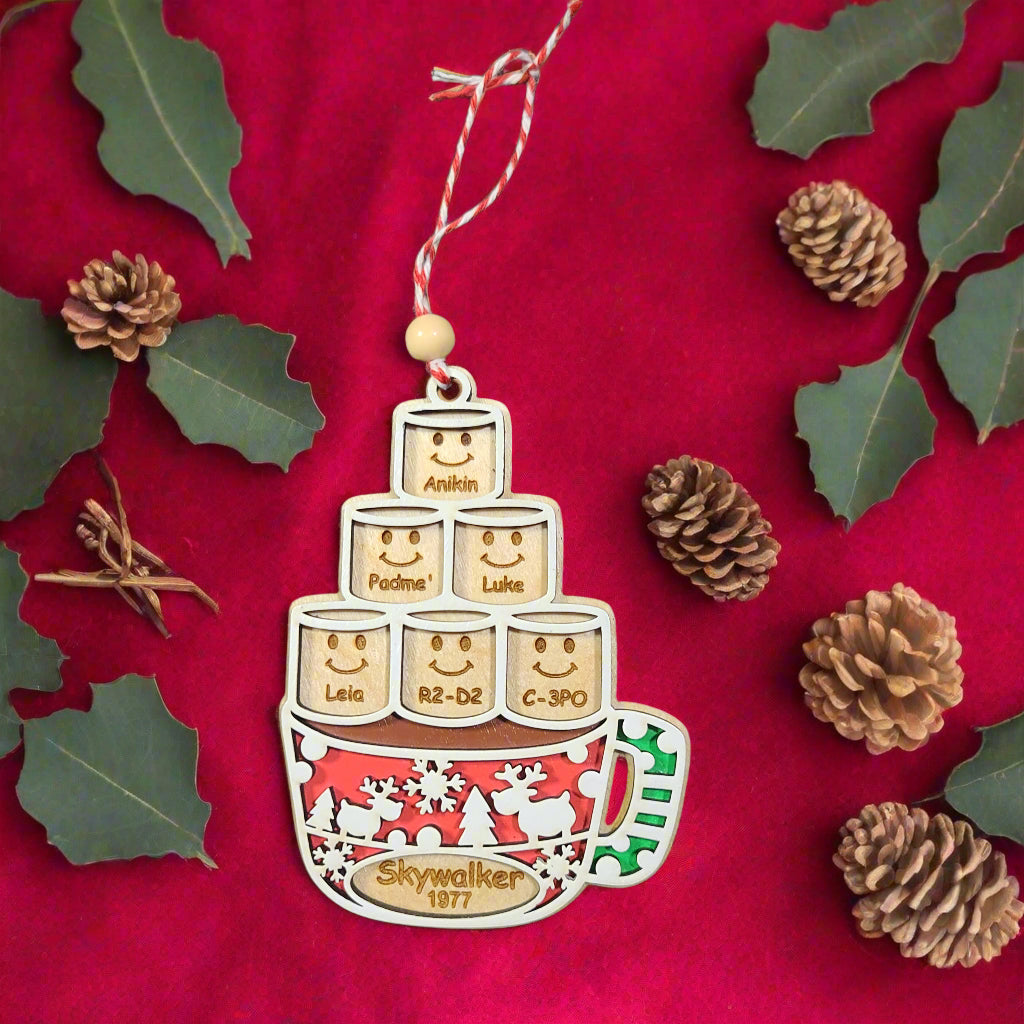 ornament with marshmallows and text 