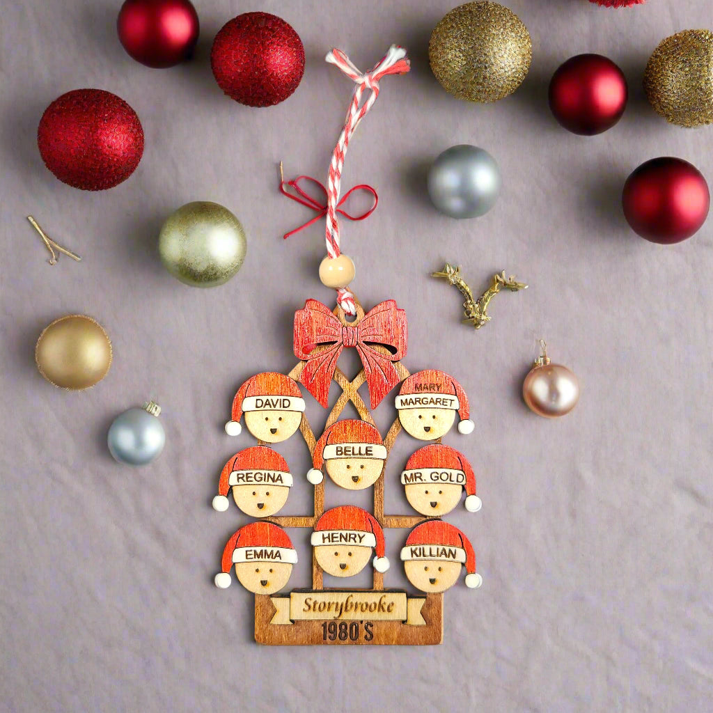 window ornament with customized people on it.
