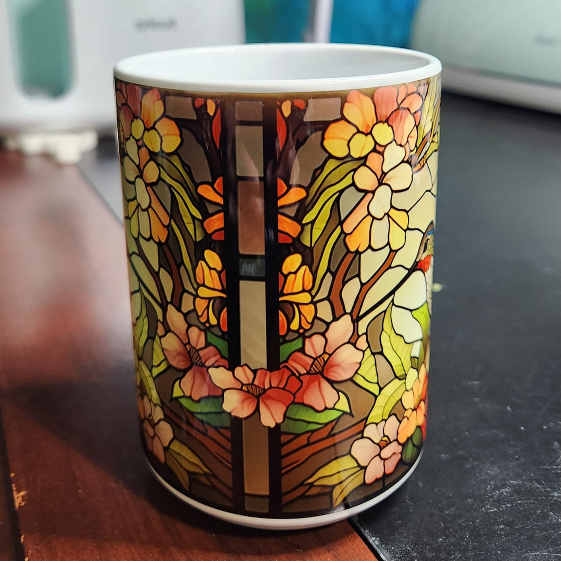 Hummingbird stained glass sublimated 15oz mugs 
