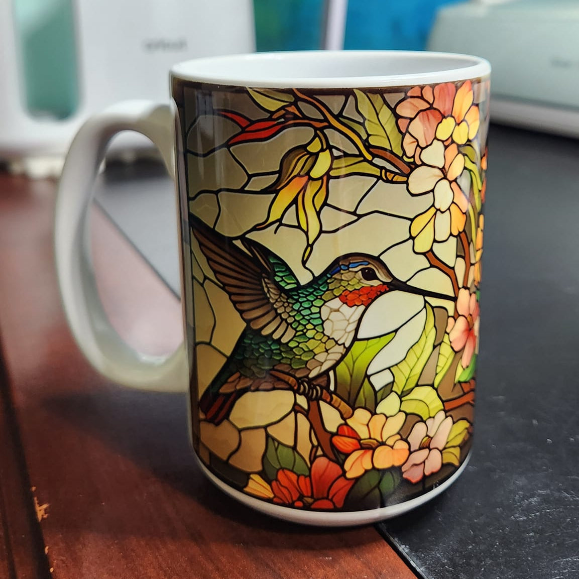Hummingbird stained glass sublimated 15oz mugs 