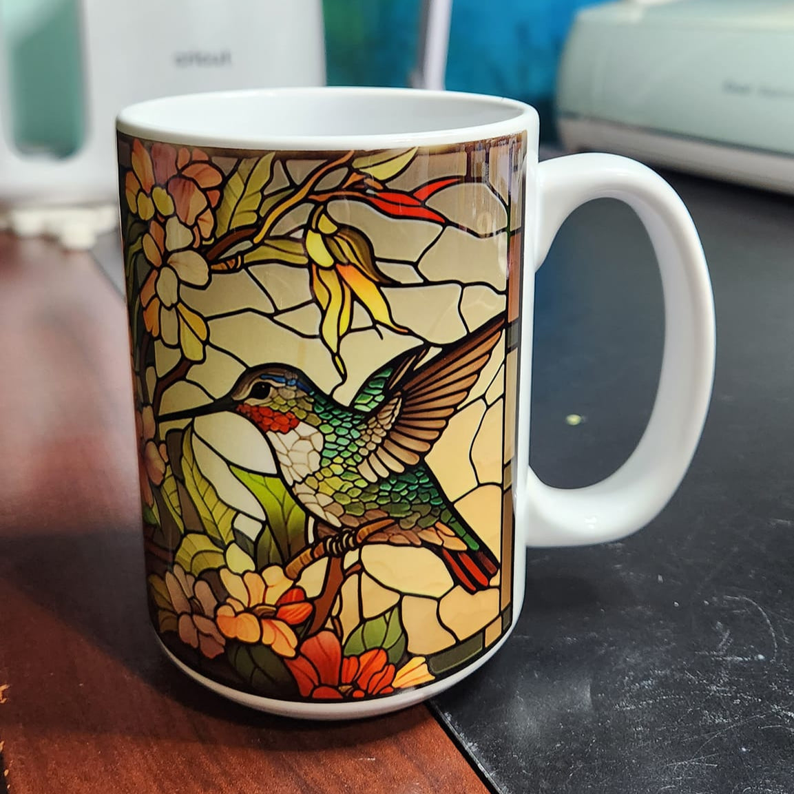 Hummingbird stained glass sublimated 15oz mugs 
