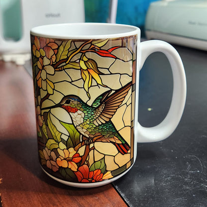 Hummingbird stained glass sublimated 15oz mugs 