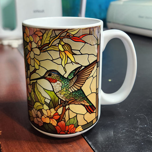 Hummingbird stained glass sublimated 15oz mugs 