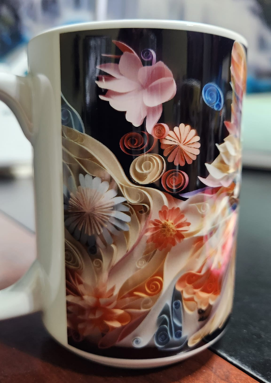 3d cat pink abstract sublimated 15oz mug - dishwasher and microwave safe.