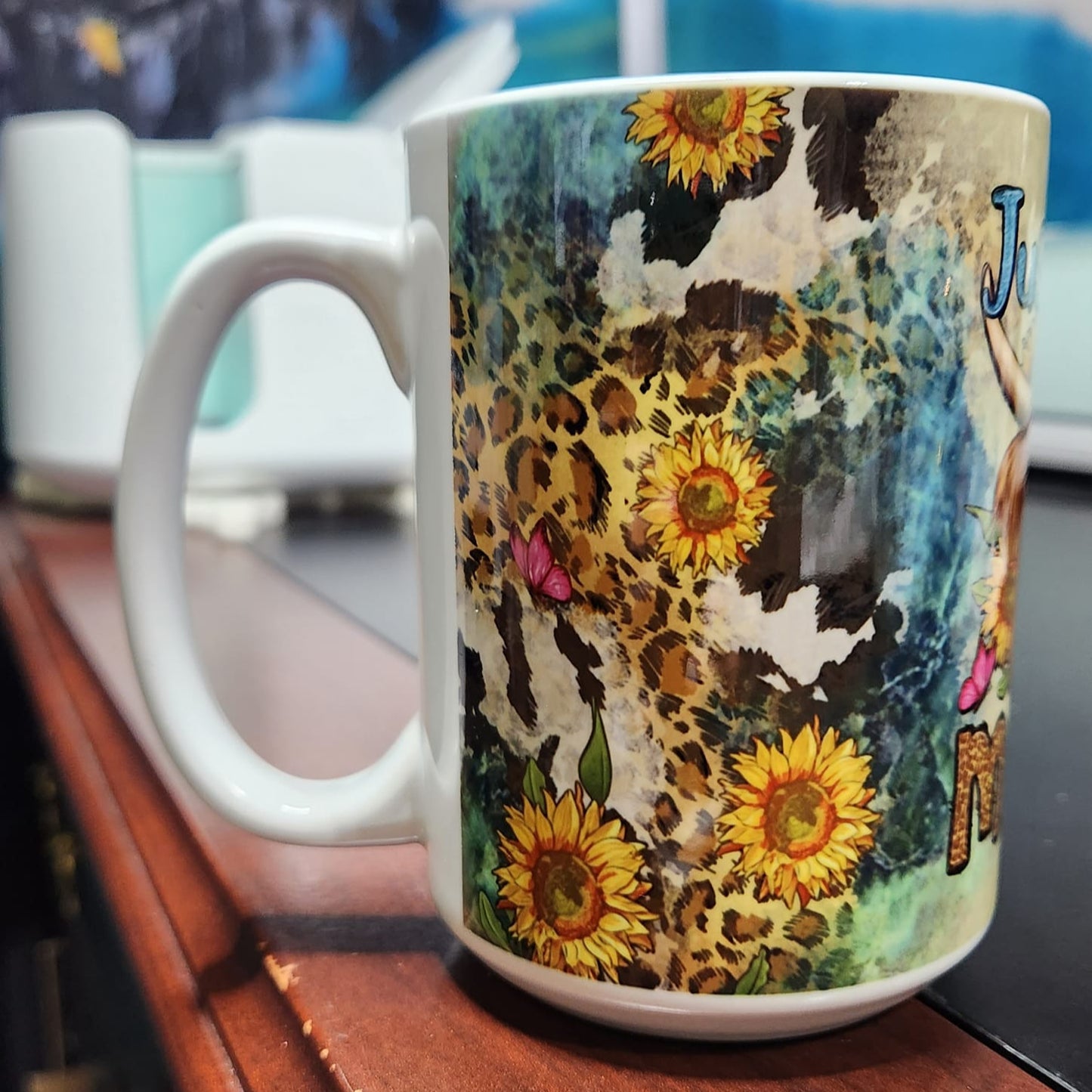 Just a little moody highland cow sublimated 15oz mug. Dishwasher and microwave safe mug.