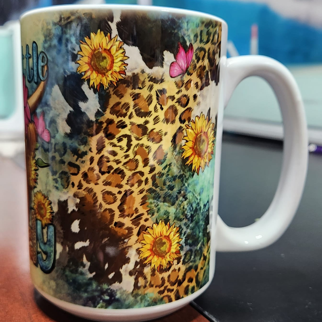 Just a little moody highland cow sublimated 15oz mug. Dishwasher and microwave safe mug.