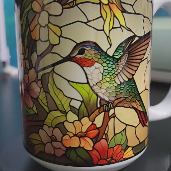 Hummingbird stained glass sublimated 15oz mugs 