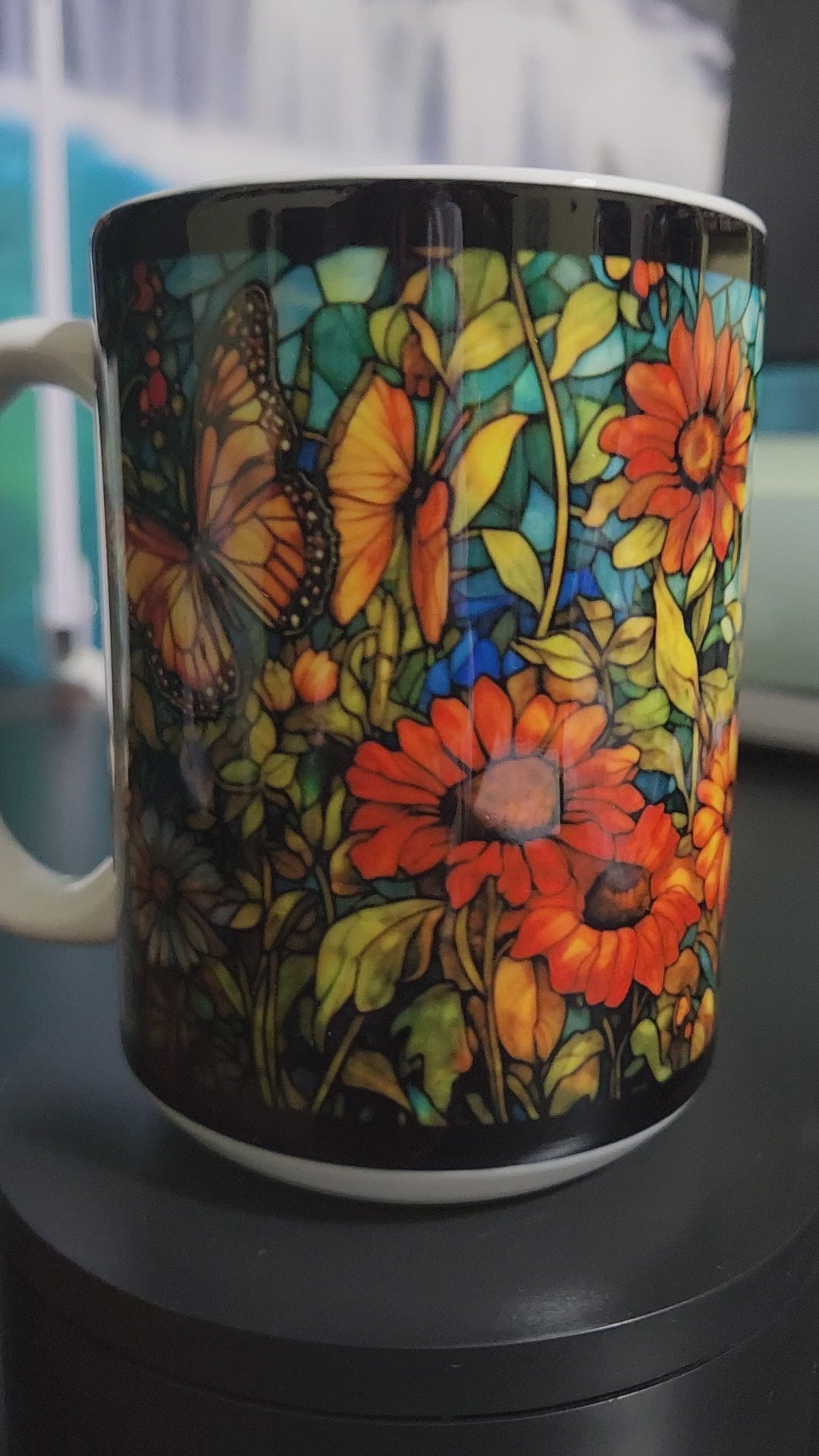 Butterflies stained glass sublimated 15oz mug