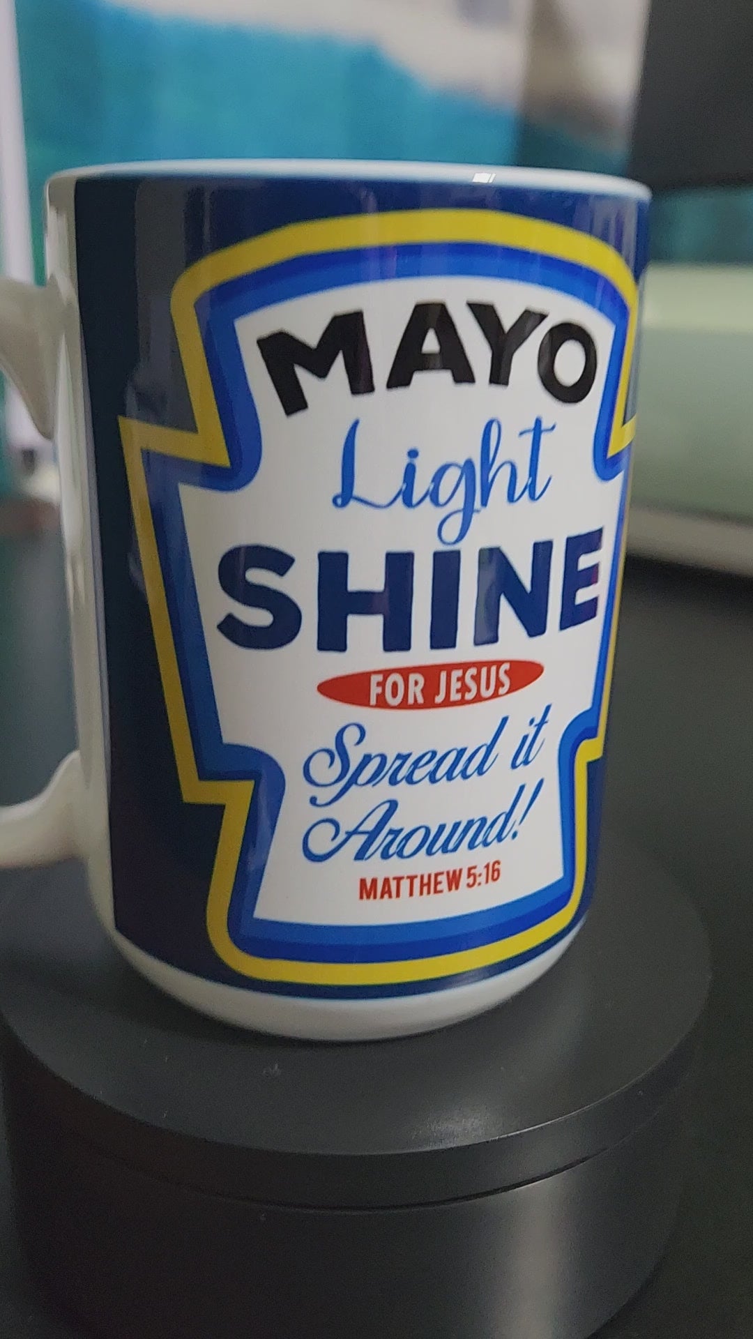 Mayo light shine 15oz sublimated mug - dishwasher and microwave safe