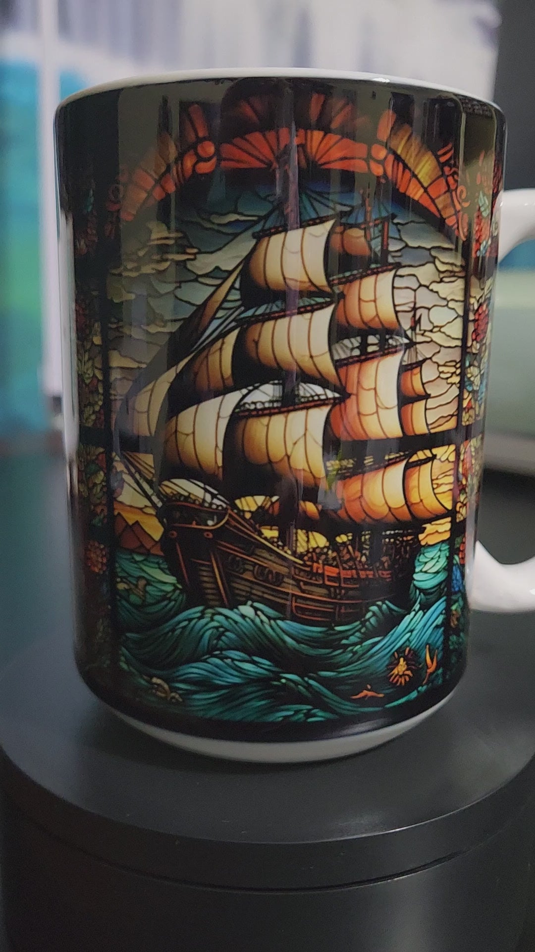 Large pirate ship sublimated 15oz mug  dishwasher and microwave safe