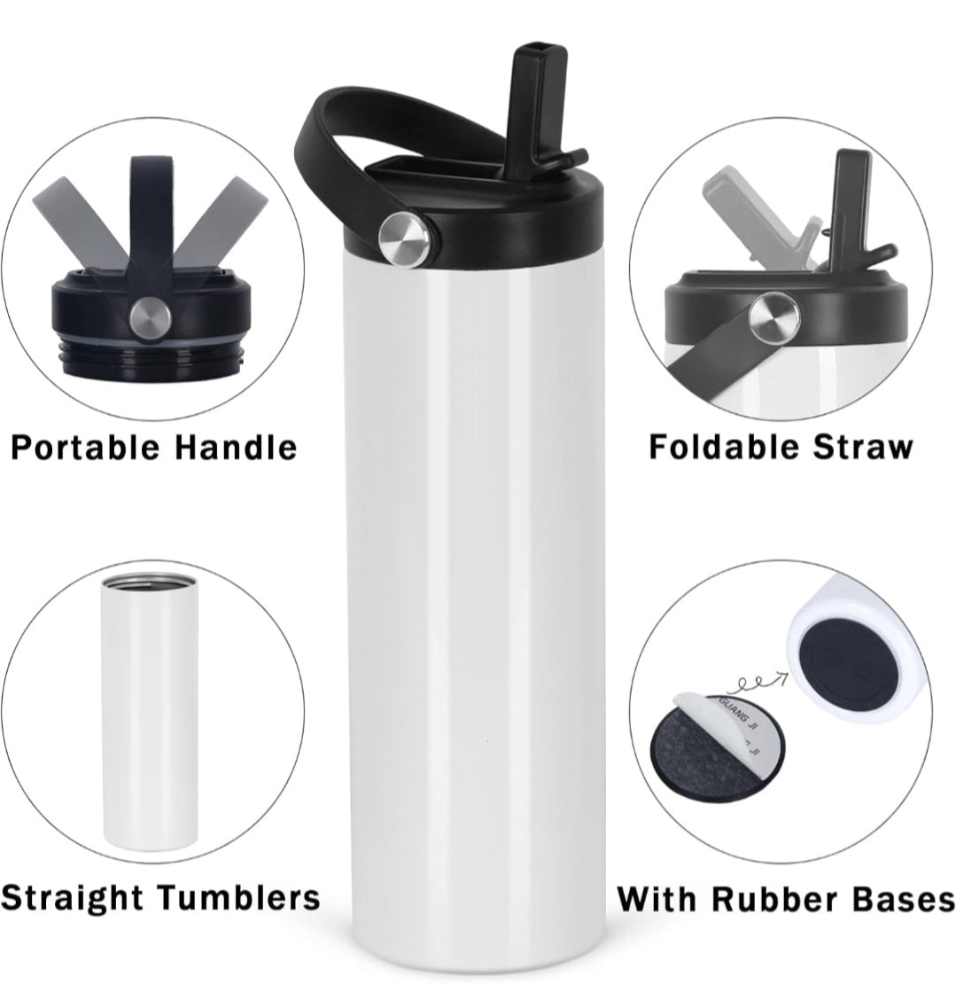 portable handle, foldable straw, straight tumblers, with rubber bases
